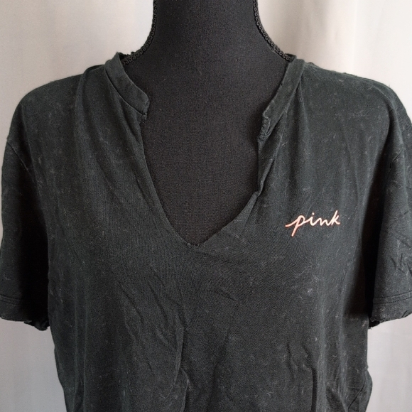 PINK Victoria's Secret Charcoal Tee with Coral Logo - Picture 2 of 14